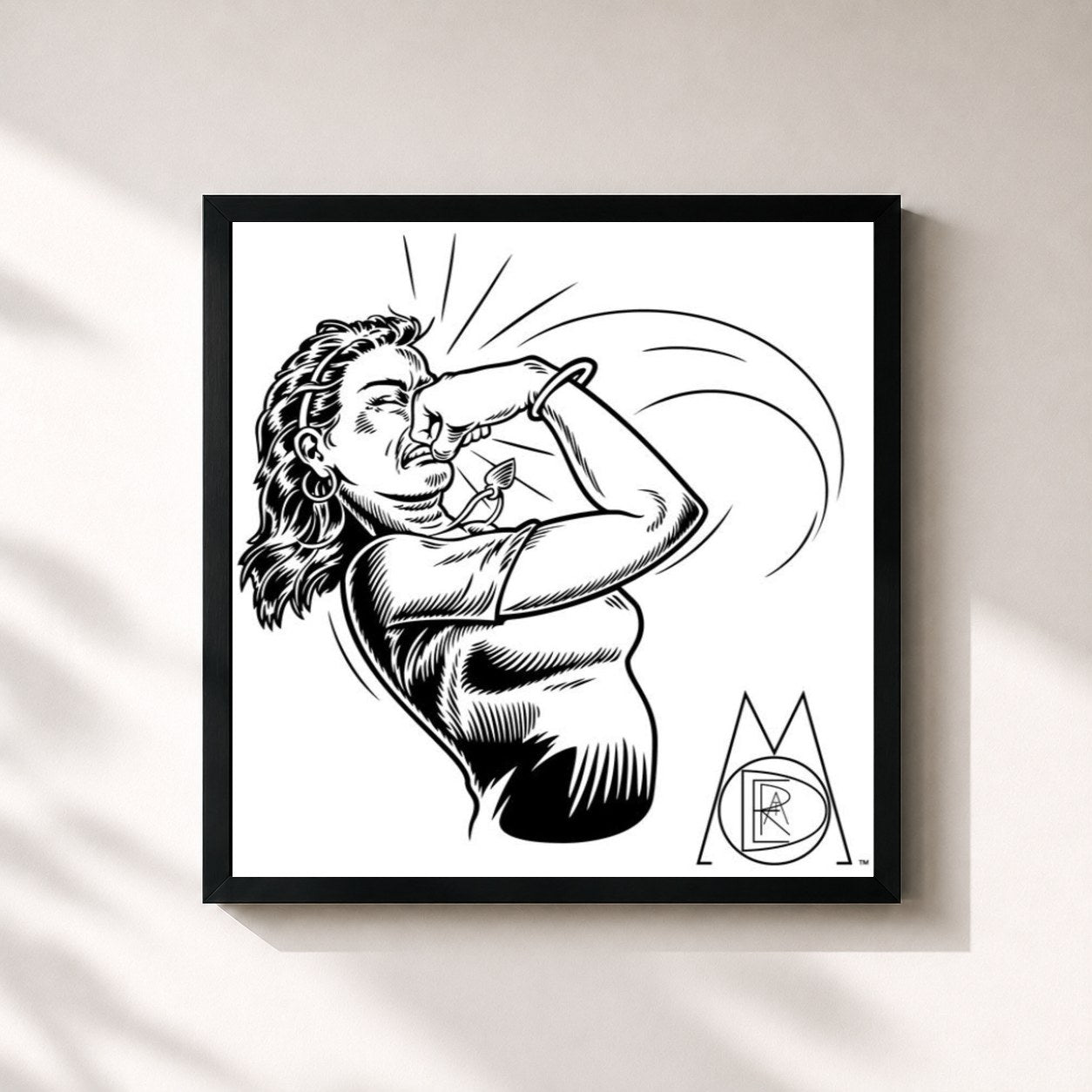 #noir Tableau carré de l'album Moderat de Moderat, cadre noir 32x32 cm