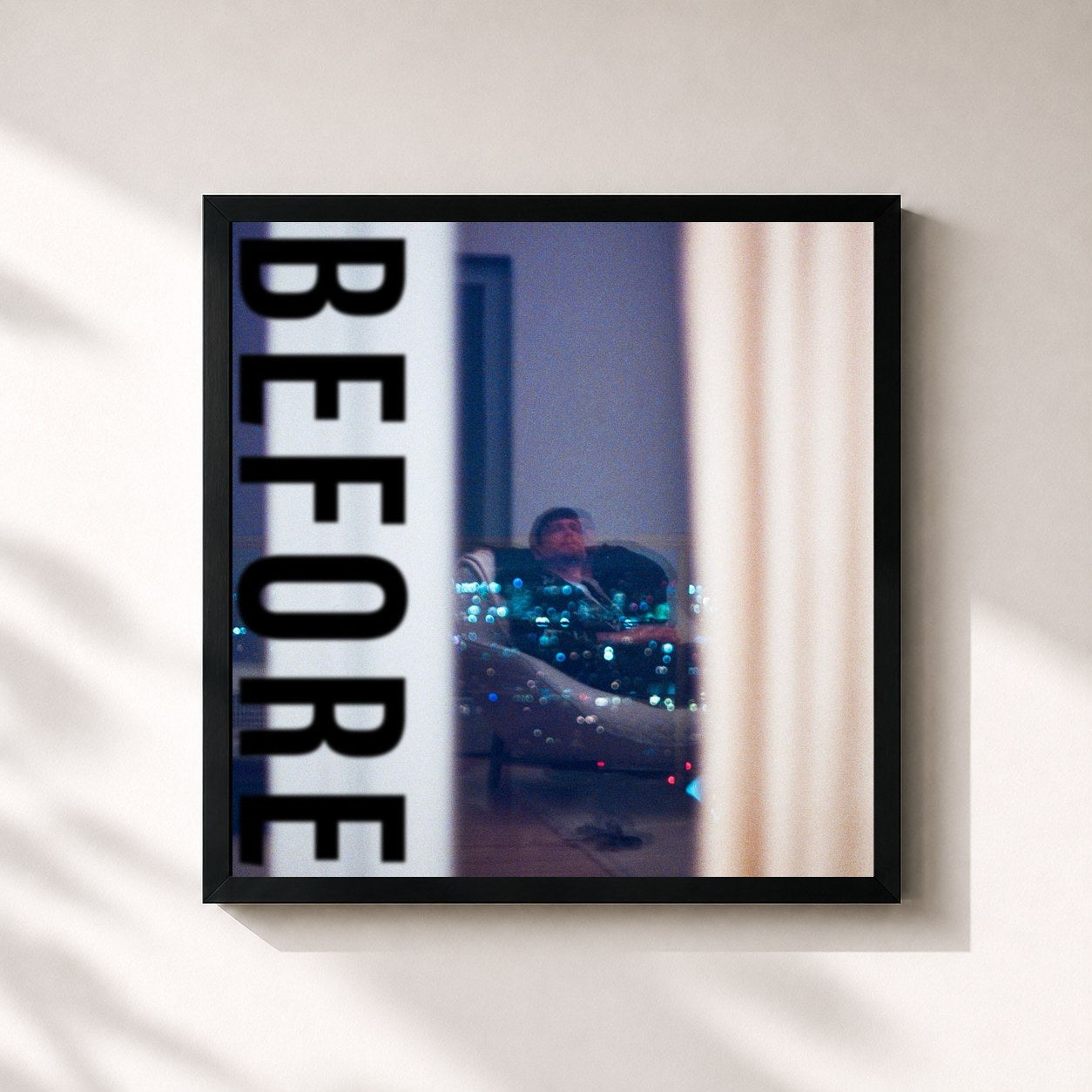 #noir Tableau carré de l'album Before de James Blake, cadre noir 32x32 cm