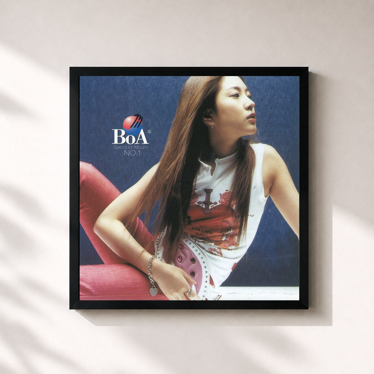 #noir Tableau carré de l'album NO.1 - The 2nd Album de BoA, cadre noir 32x32 cm