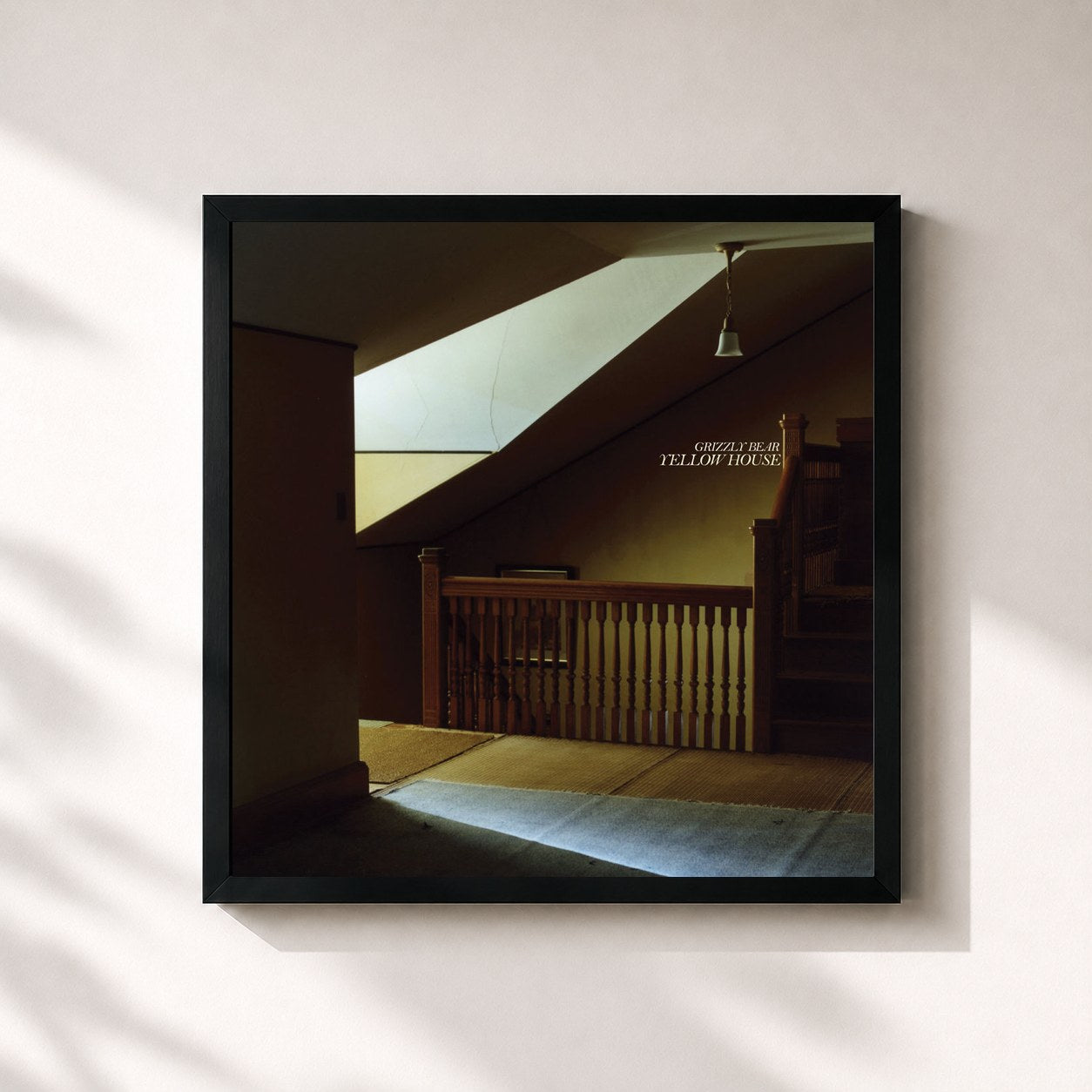 #noir Tableau carré de l'album Yellow House de Grizzly Bear, cadre noir 32x32 cm