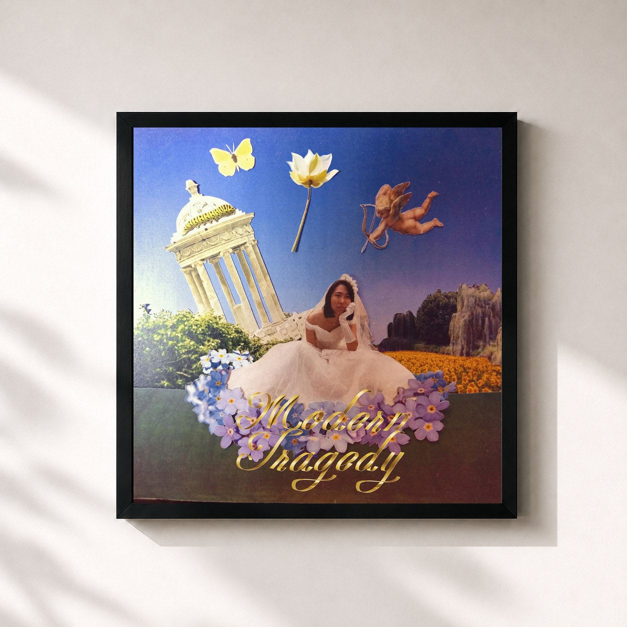 #noir Tableau carré de l'album Modern Tragedy de Joanna Wang, cadre noir 32x32 cm