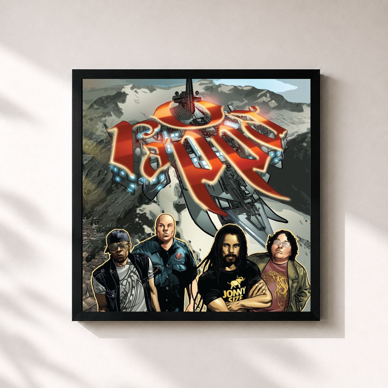 #noir Tableau carré de l'album Nunca Tem Fim (Standard) de O Rappa, cadre noir 32x32 cm
