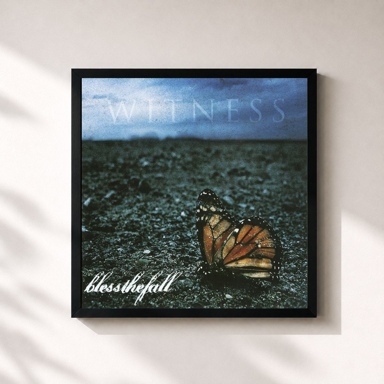 #noir Tableau carré de l'album Witness de Blessthefall, cadre noir 32x32 cm