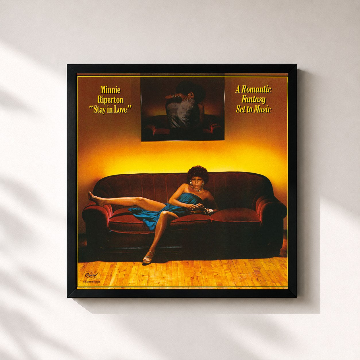 #noir Tableau carré de l'album Stay In Love de Minnie Riperton, cadre noir 32x32 cm