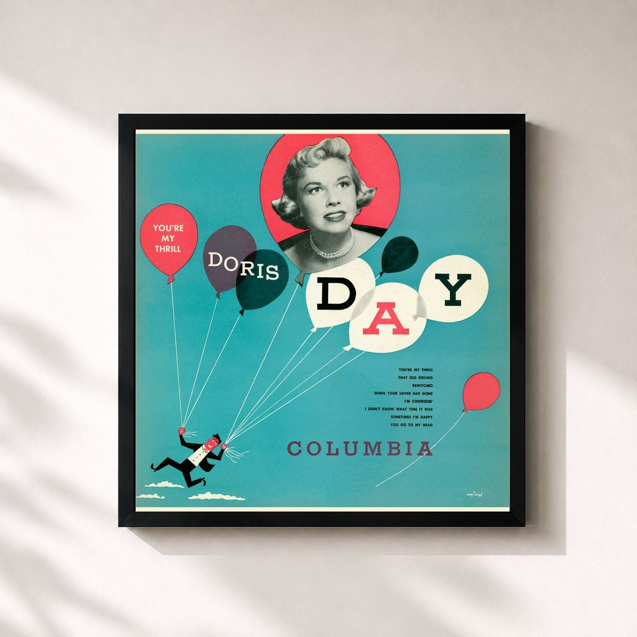 #noir Tableau carré de l'album You're My Thrill - EP de Doris Day, cadre noir 32x32 cm