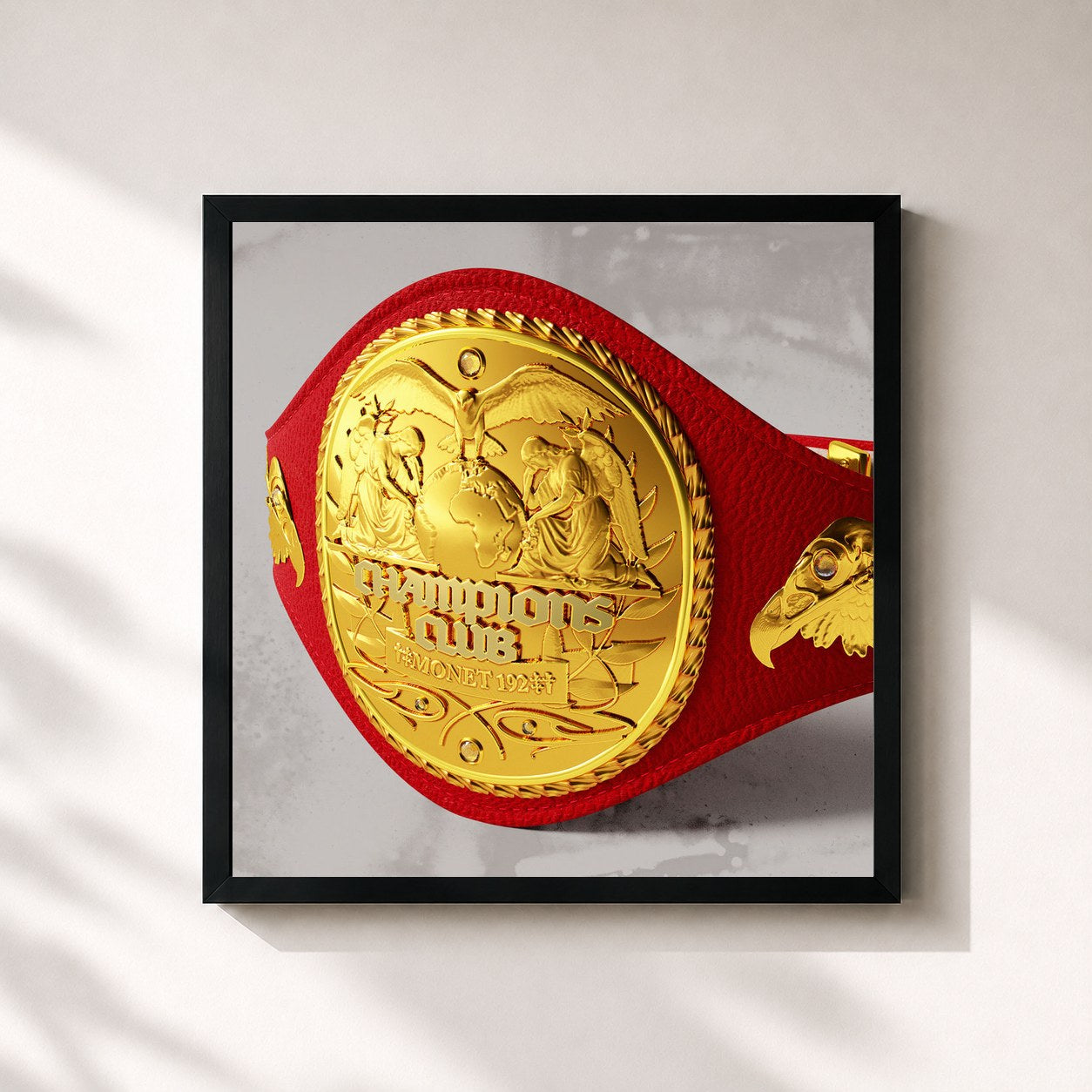 #noir Tableau carré de l'album Champions Club de Monet192, cadre noir 32x32 cm