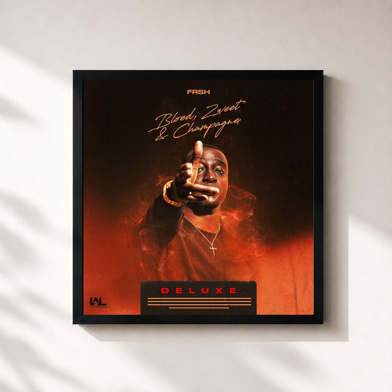 #noir Tableau carré de l'album Bloed Zweet & Champagne (Deluxe) de Frsh, cadre noir 32x32 cm