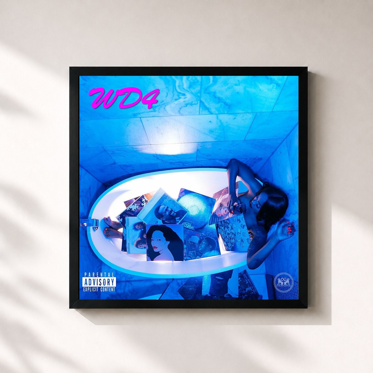 #noir Tableau carré de l'album Winter's Diary 4 de Tink, cadre noir 32x32 cm