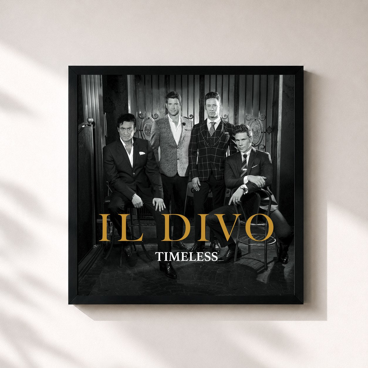 #noir Tableau carré de l'album Timeless de Il Divo, cadre noir 32x32 cm