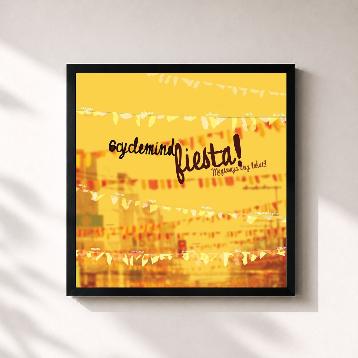 #noir Tableau carré de l'album Fiesta de 6CycleMind, cadre noir 32x32 cm