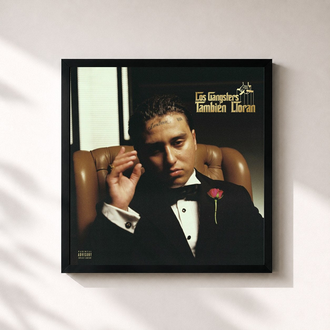 #noir Tableau carré de l'album Los Gangsters Tambien Lloran de Pablo Chill-E, cadre noir 32x32 cm
