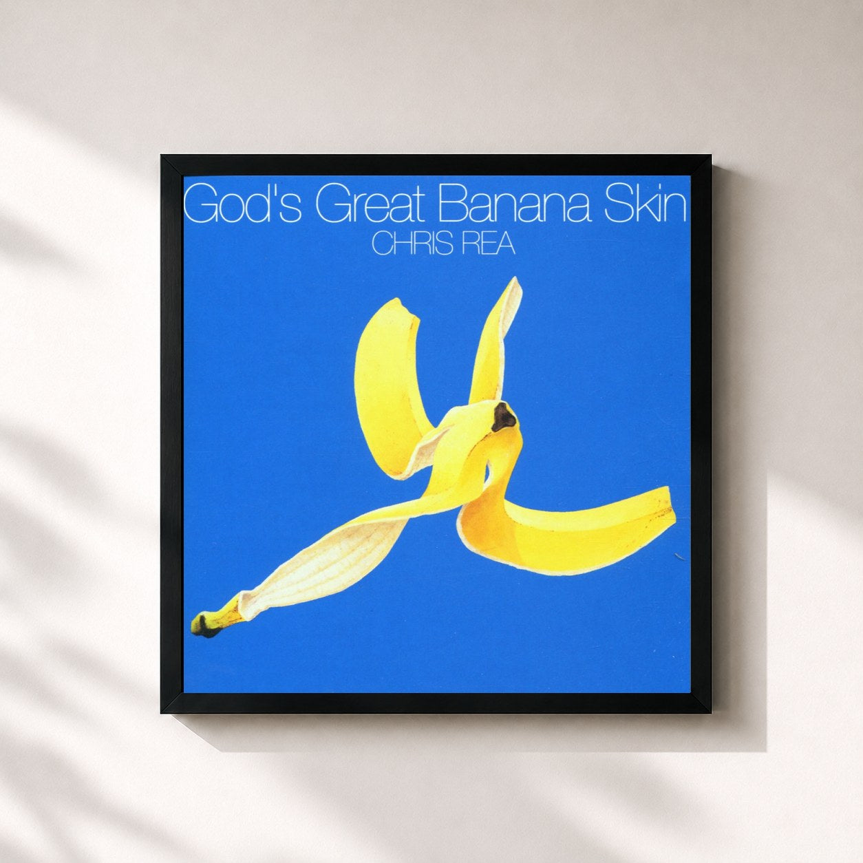 #noir Tableau carré de l'album God's Great Banana Skin de Chris Rea, cadre noir 32x32 cm