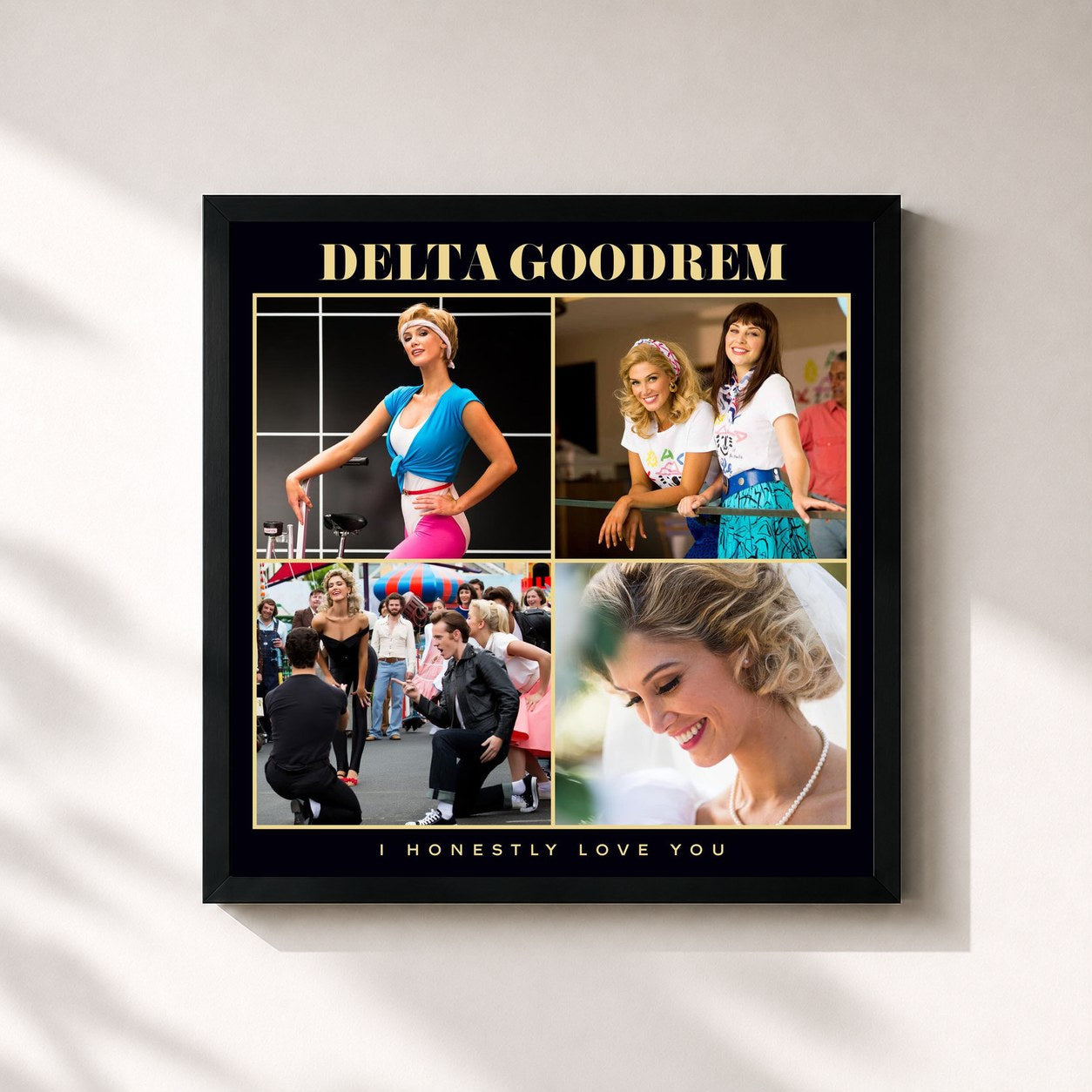 #noir Tableau carré de l'album I Honestly Love You de Delta Goodrem, cadre noir 32x32 cm