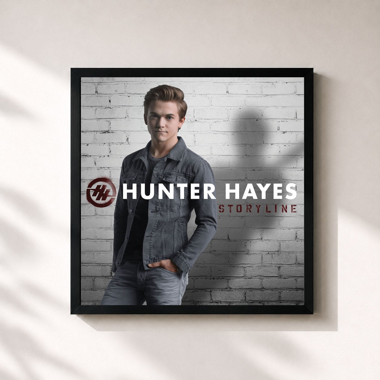 #noir Tableau carré de l'album Storyline de Hunter Hayes, cadre noir 32x32 cm