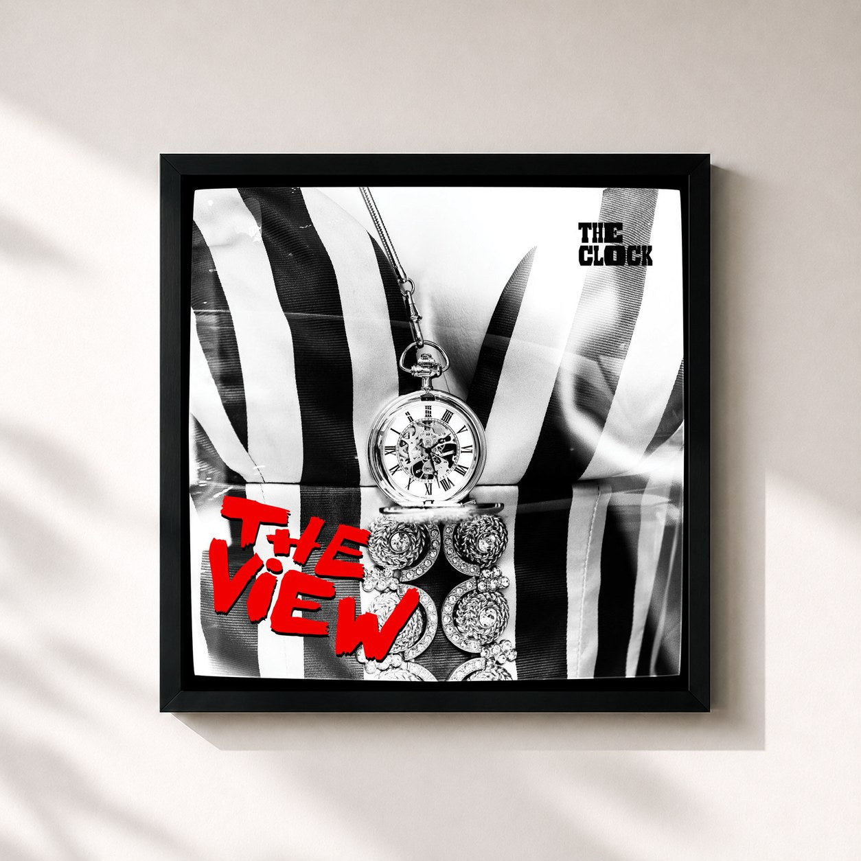 #noir Tableau carré de l'album The Clock de The View, cadre noir 32x32 cm