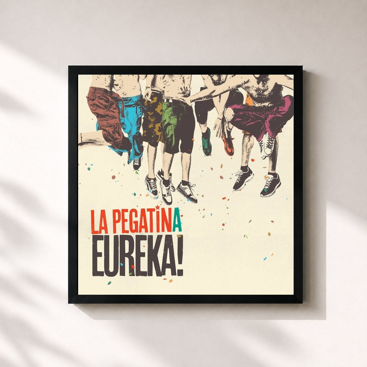 #noir Tableau carré de l'album Eureka! de La Pegatina, cadre noir 32x32 cm