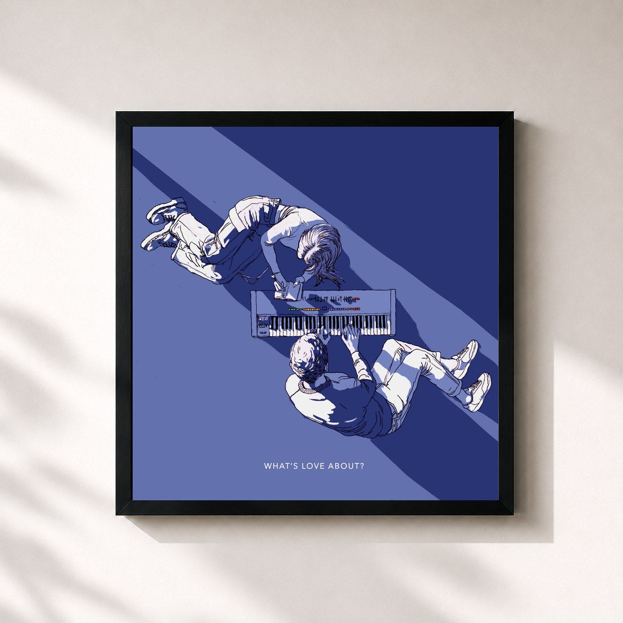 #noir Tableau carré de l'album What's Love About? de Les Gordon, cadre noir 32x32 cm