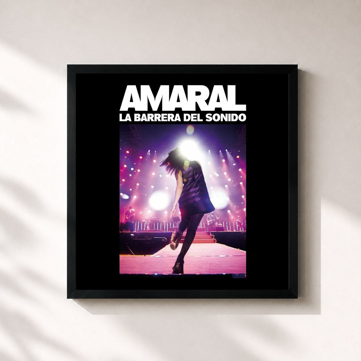 #noir Tableau carré de l'album La Barrera Del Sonido de Amaral, cadre noir 32x32 cm