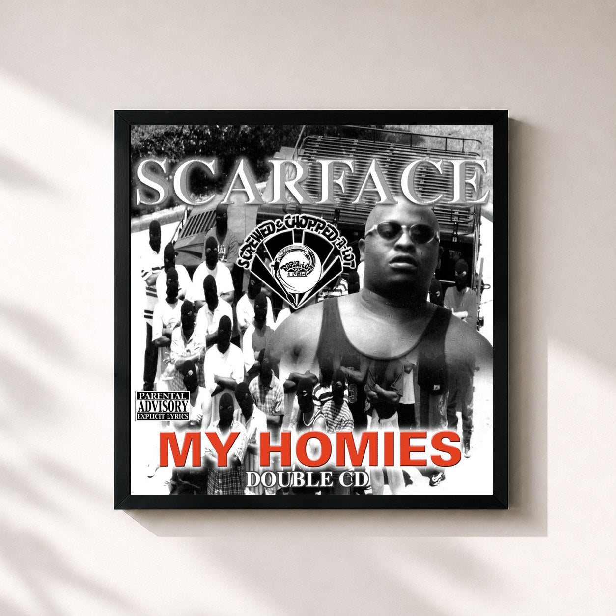#noir Tableau carré de l'album My Homies de Scarface, cadre noir 32x32 cm