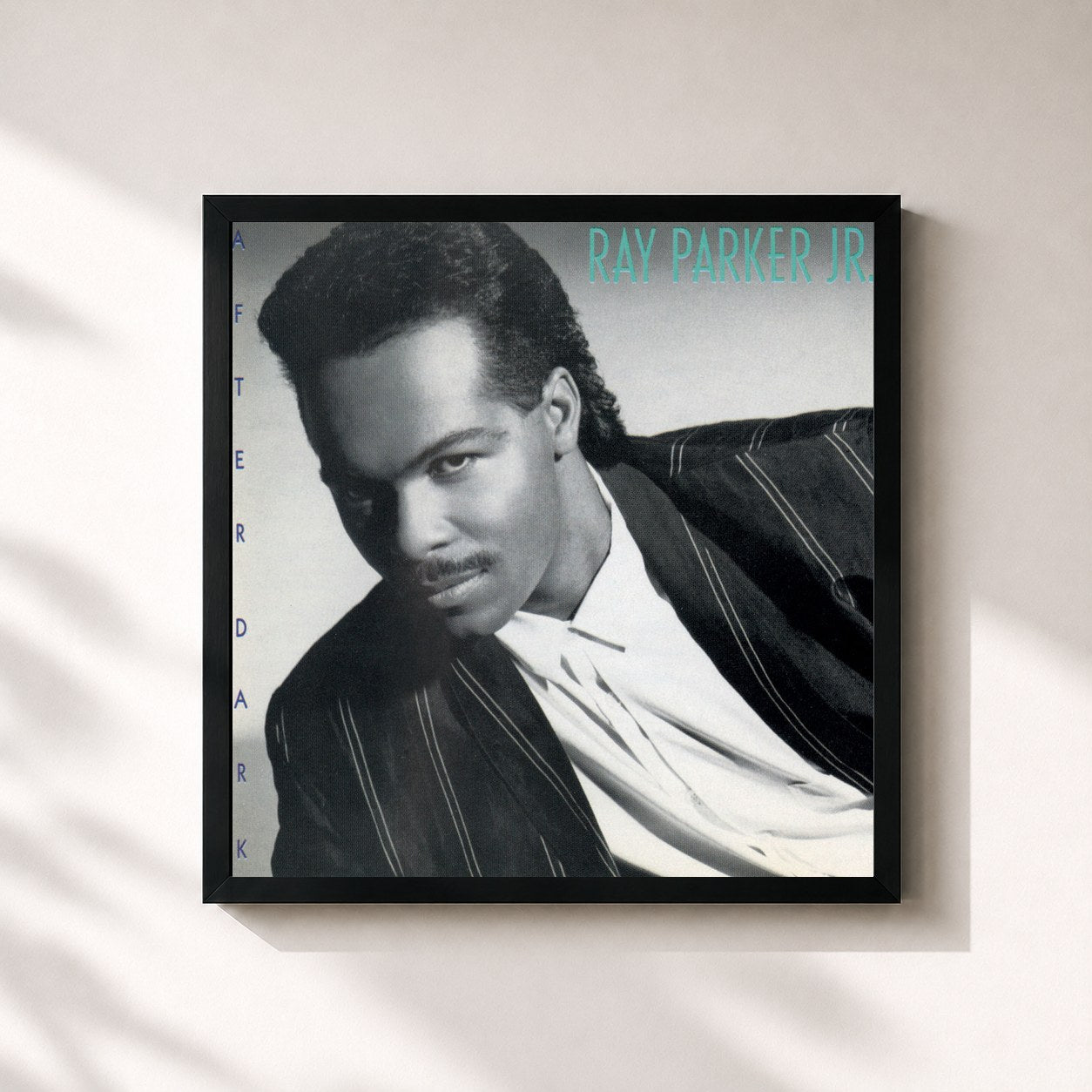 #noir Tableau carré de l'album After Dark de Ray Parker Jr., cadre noir 32x32 cm