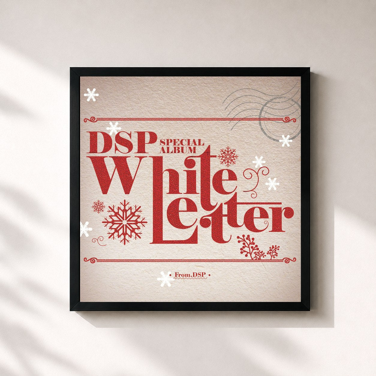 #noir Tableau carré de l'album DSP Special Album 'White Letter' de Kara, cadre noir 32x32 cm