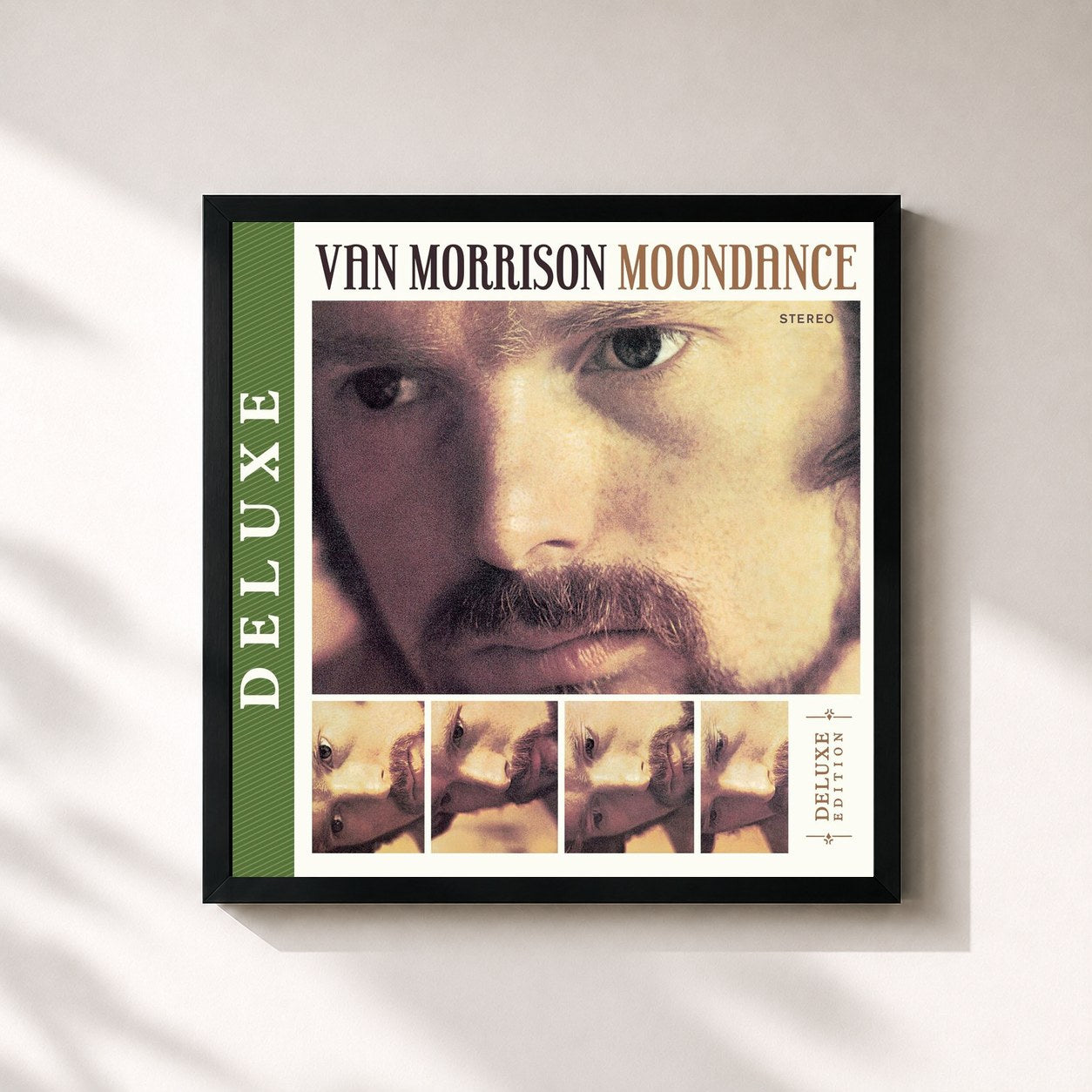 #noir Tableau carré de l'album Moondance (Deluxe Edition) de Van Morrison, cadre noir 32x32 cm