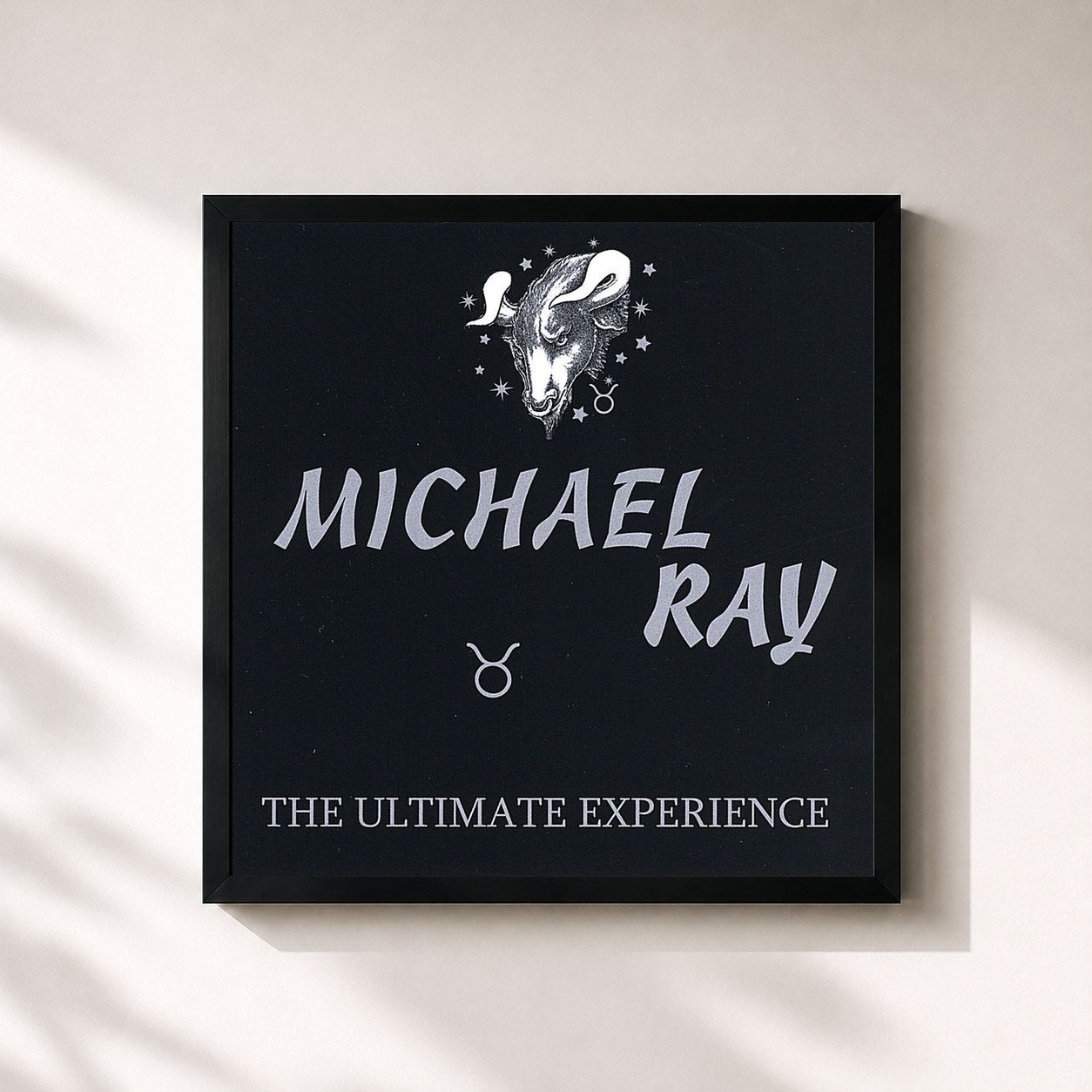 #noir Tableau carré de l'album The Ultimate Experience de Michael Ray, cadre noir 32x32 cm