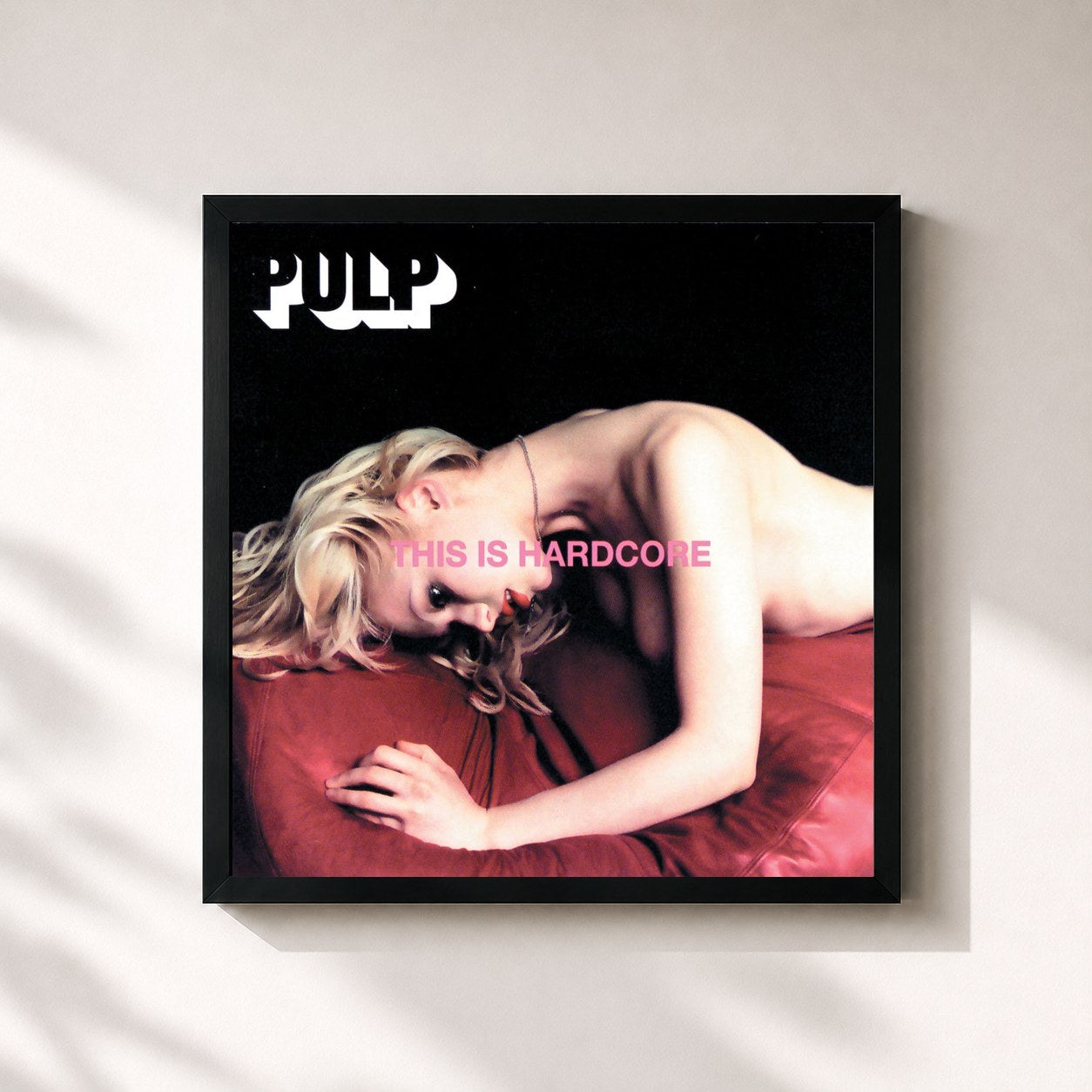 #noir Tableau carré de l'album This Is Hardcore de Pulp, cadre noir 32x32 cm