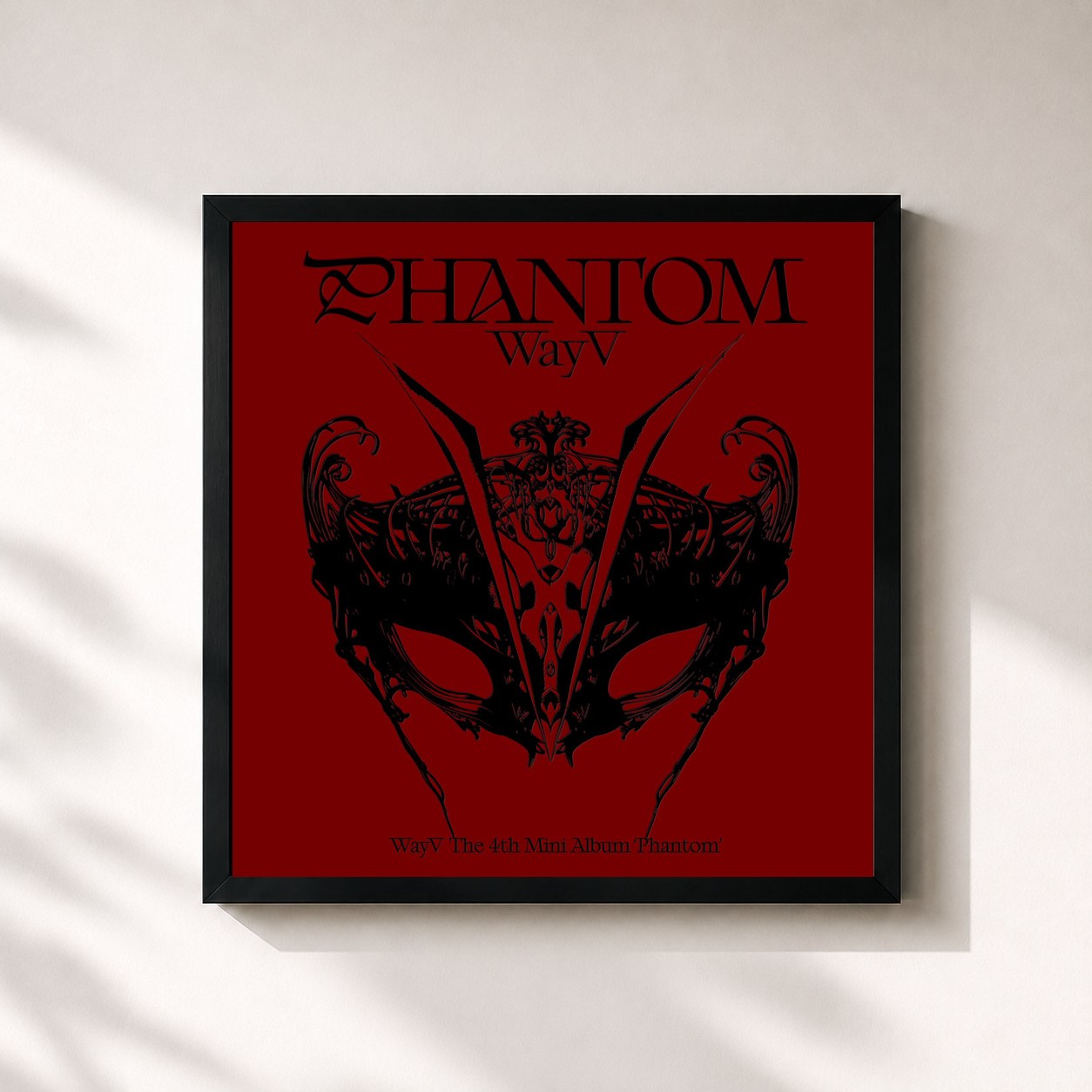 #noir Tableau carré de l'album Phantom - The 4th Mini Album de WayV, cadre noir 32x32 cm
