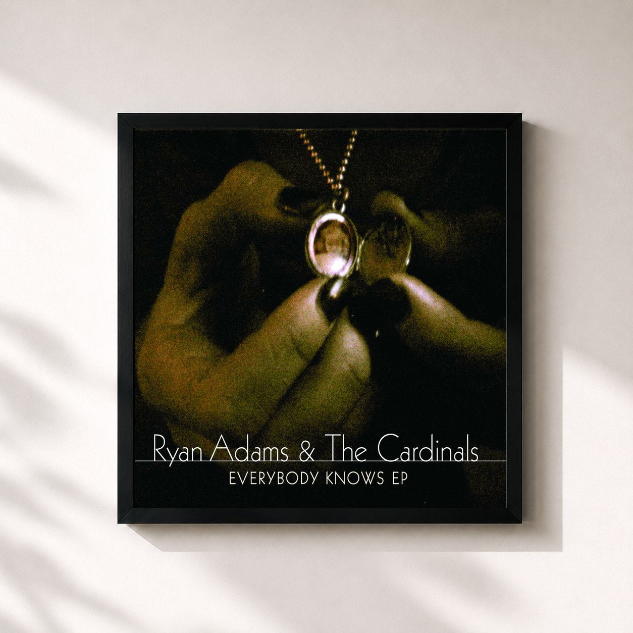 #noir Tableau carré de l'album Everybody Knows EP de Ryan Adams, cadre noir 32x32 cm