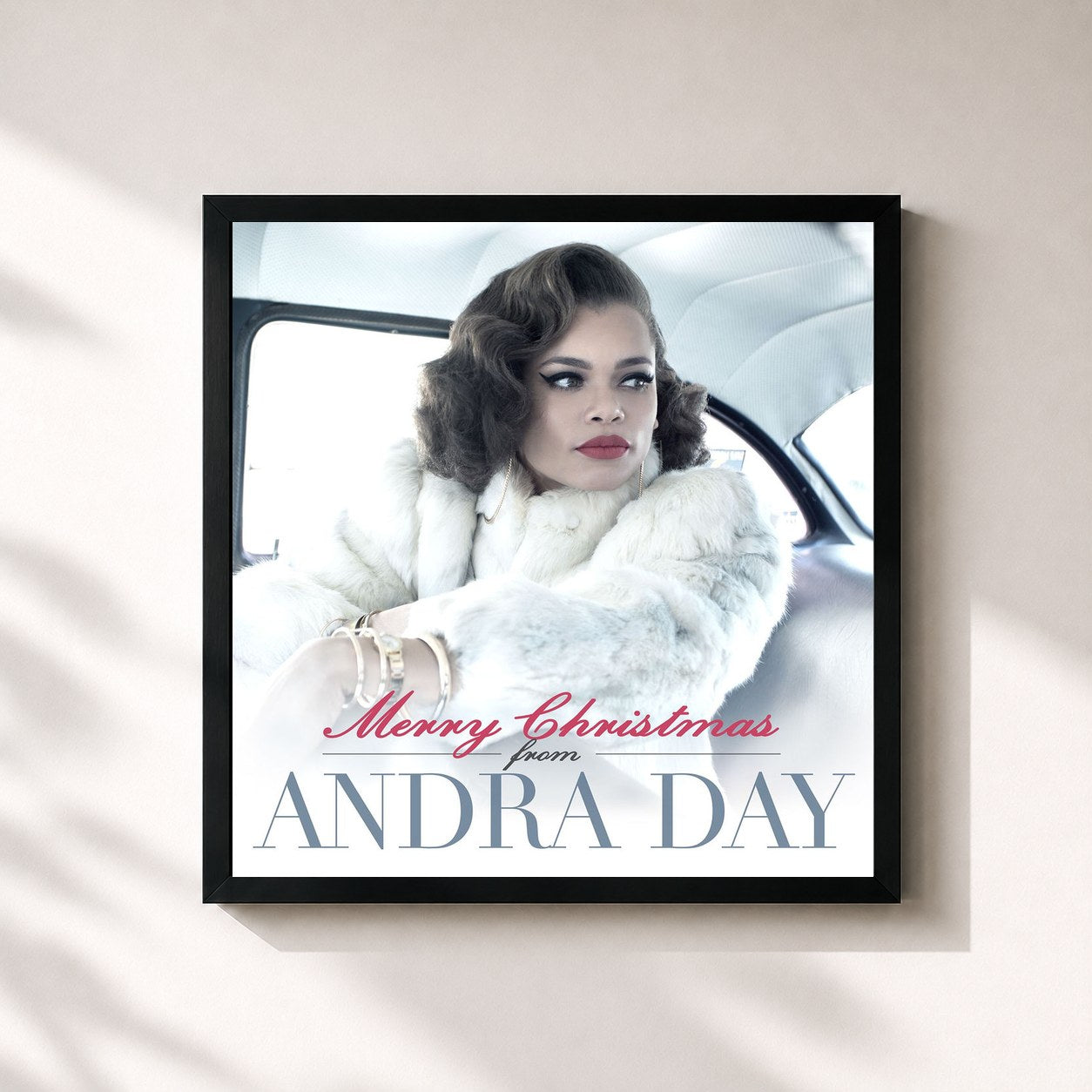 #noir Tableau carré de l'album Merry Christmas from Andra Day de Andra Day, cadre noir 32x32 cm