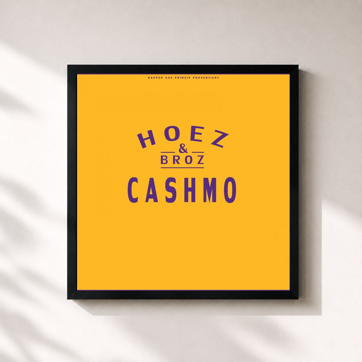 #noir Tableau carré de l'album Hoez & Broz de Cashmo, cadre noir 32x32 cm
