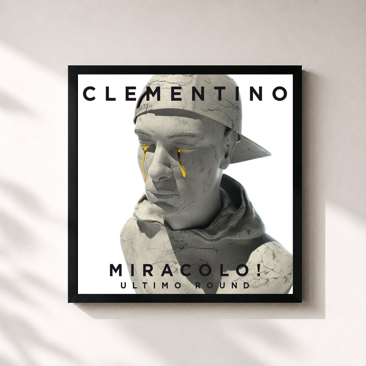 #noir Tableau carré de l'album Miracolo! (Ultimo Round) de Clementino, cadre noir 32x32 cm