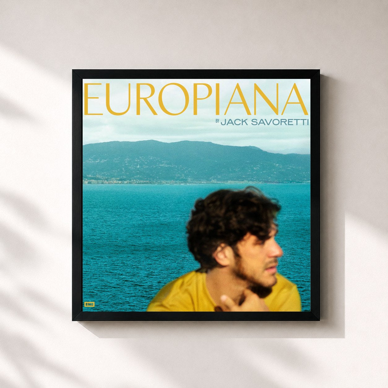 #noir Tableau carré de l'album Europiana de Jack Savoretti, cadre noir 32x32 cm