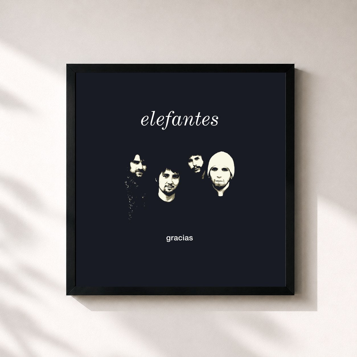 #noir Tableau carré de l'album Gracias de Elefantes, cadre noir 32x32 cm