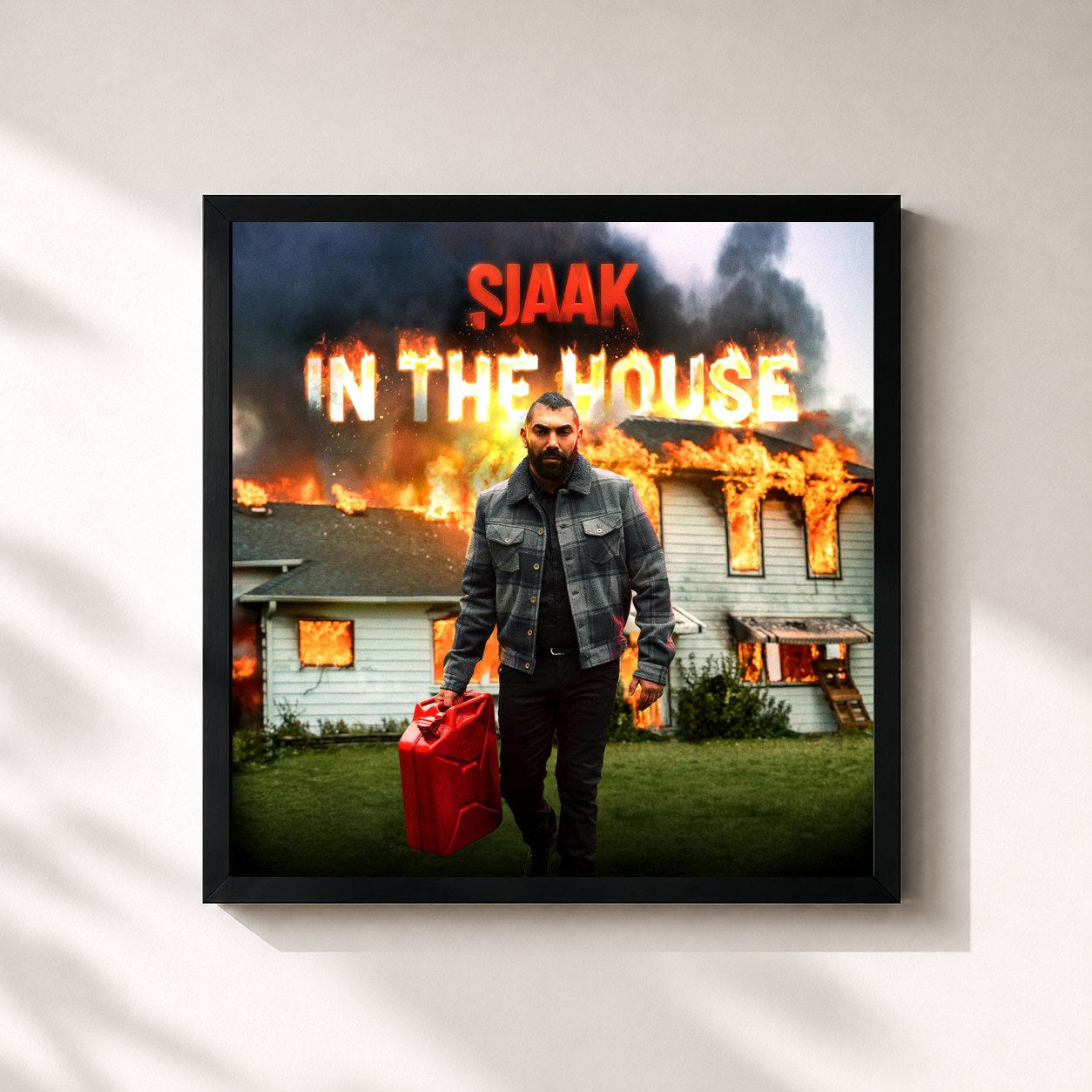 #noir Tableau carré de l'album Sjaak In The House de Sjaak, cadre noir 32x32 cm