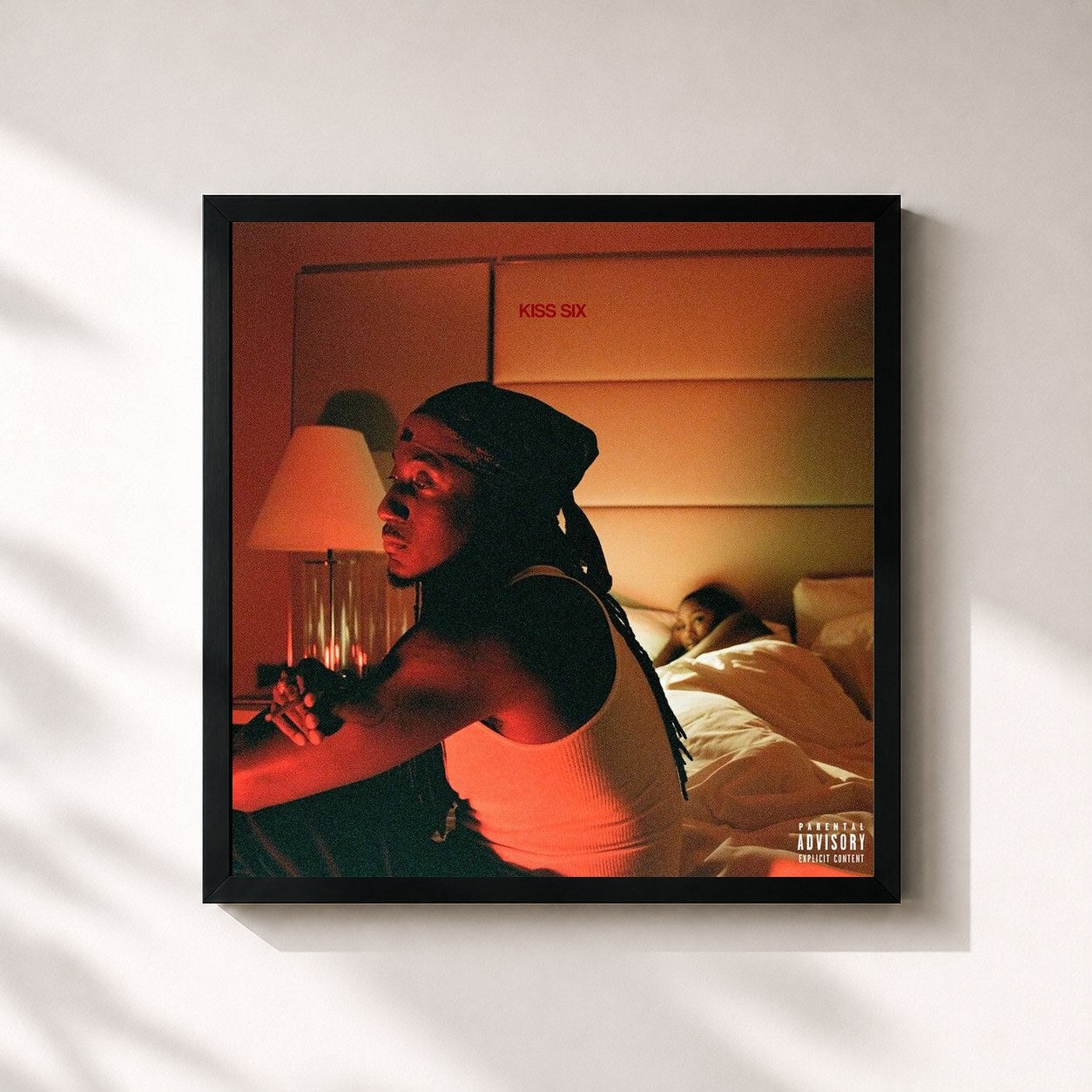 #noir Tableau carré de l'album Kiss 6 de K Camp, cadre noir 32x32 cm