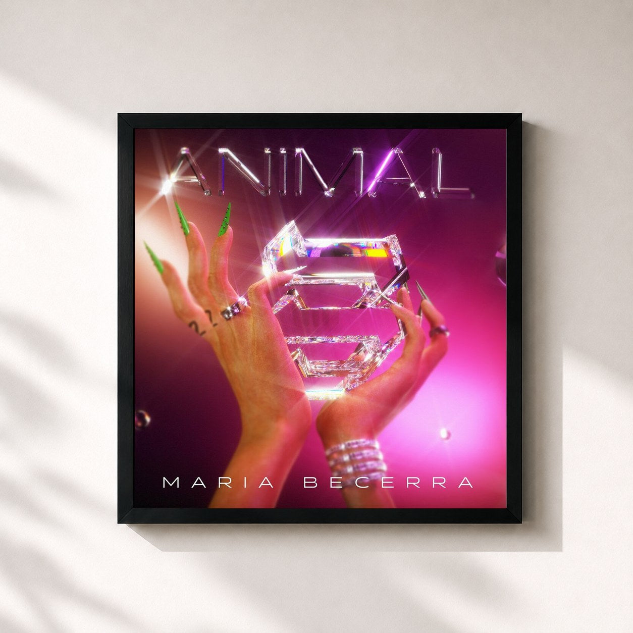 #noir Tableau carré de l'album Animal de Maria Becerra, cadre noir 32x32 cm