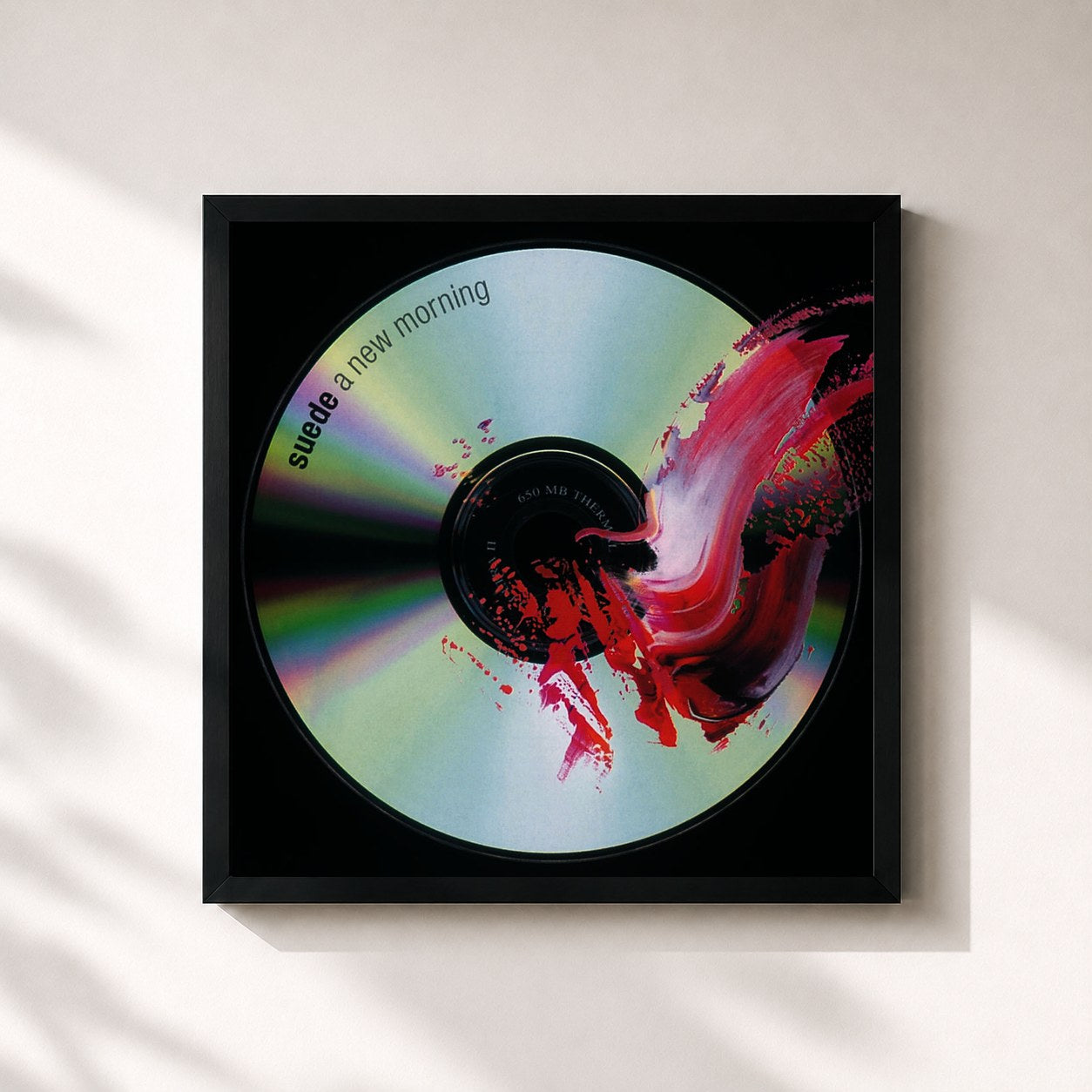#noir Tableau carré de l'album A New Morning (Remastered) de Suede, cadre noir 32x32 cm