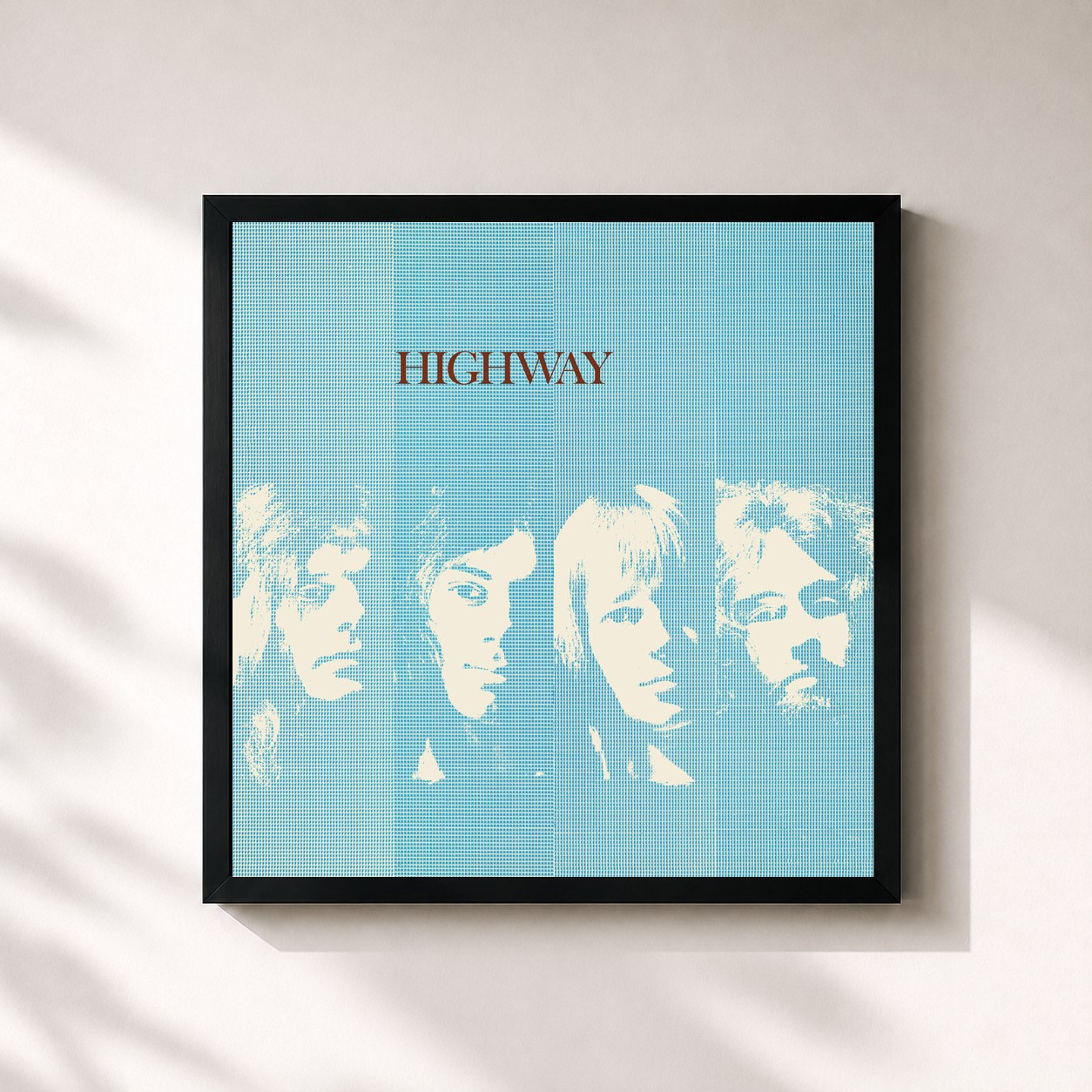 #noir Tableau carré de l'album Highway de Free, cadre noir 32x32 cm