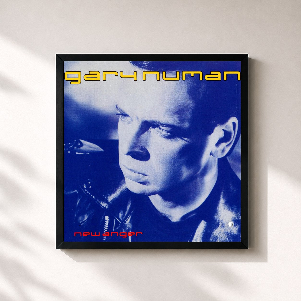 #noir Tableau carré de l'album New Anger de Gary Numan, cadre noir 32x32 cm