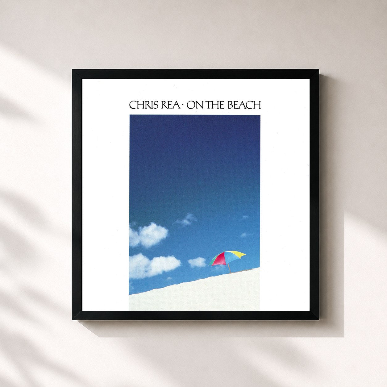#noir Tableau carré de l'album On the Beach de Chris Rea, cadre noir 32x32 cm