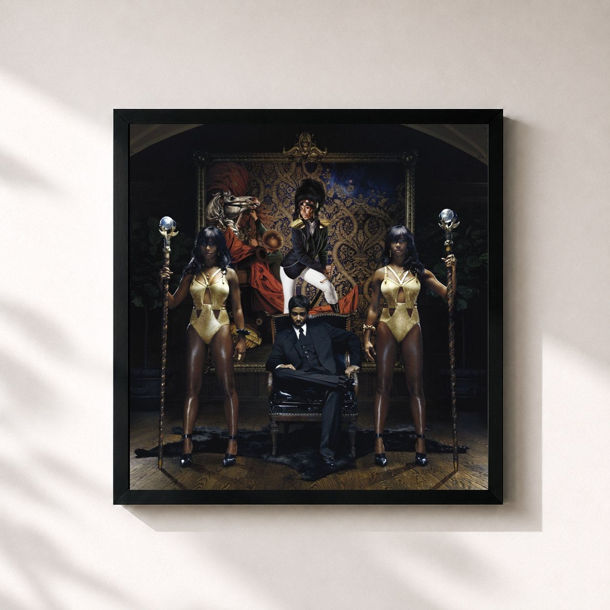 #noir Tableau carré de l'album Master of My Make-Believe de Santigold, cadre noir 32x32 cm