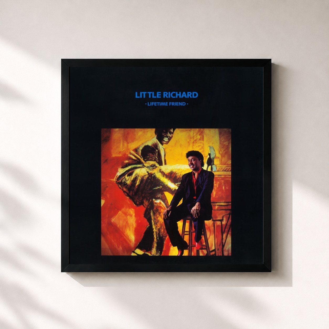 #noir Tableau carré de l'album Lifetime Friend de Little Richard, cadre noir 32x32 cm