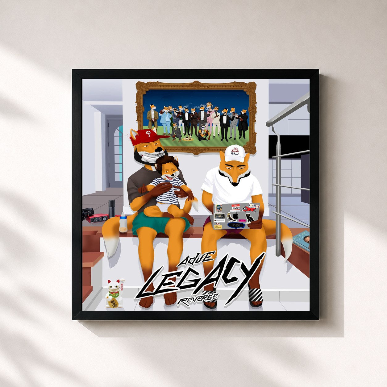#noir Tableau carré de l'album Legacy de Adje, cadre noir 32x32 cm