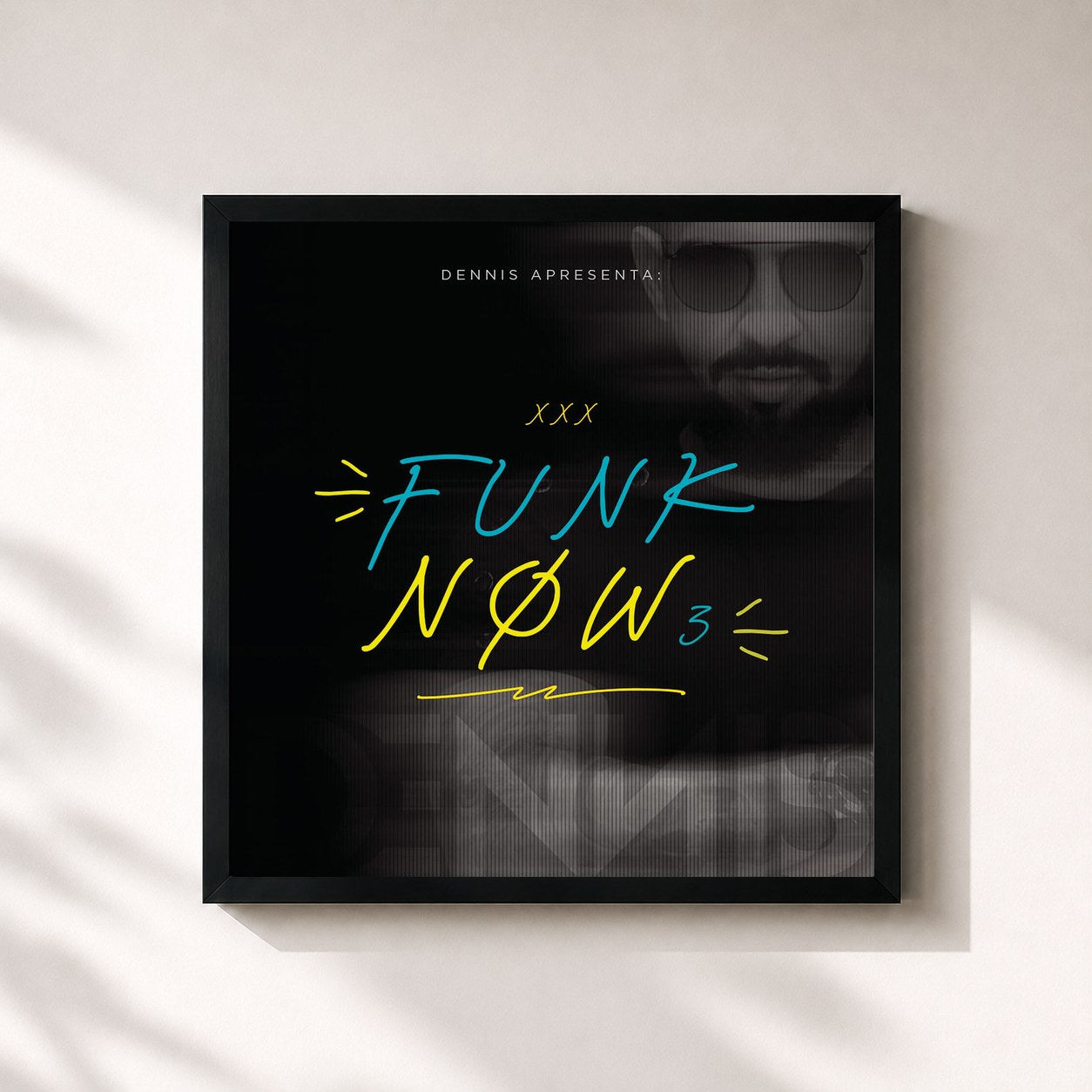 #noir Tableau carré de l'album DENNIS Apresenta: Funk Now! Vol. 3 de DENNIS, cadre noir 32x32 cm