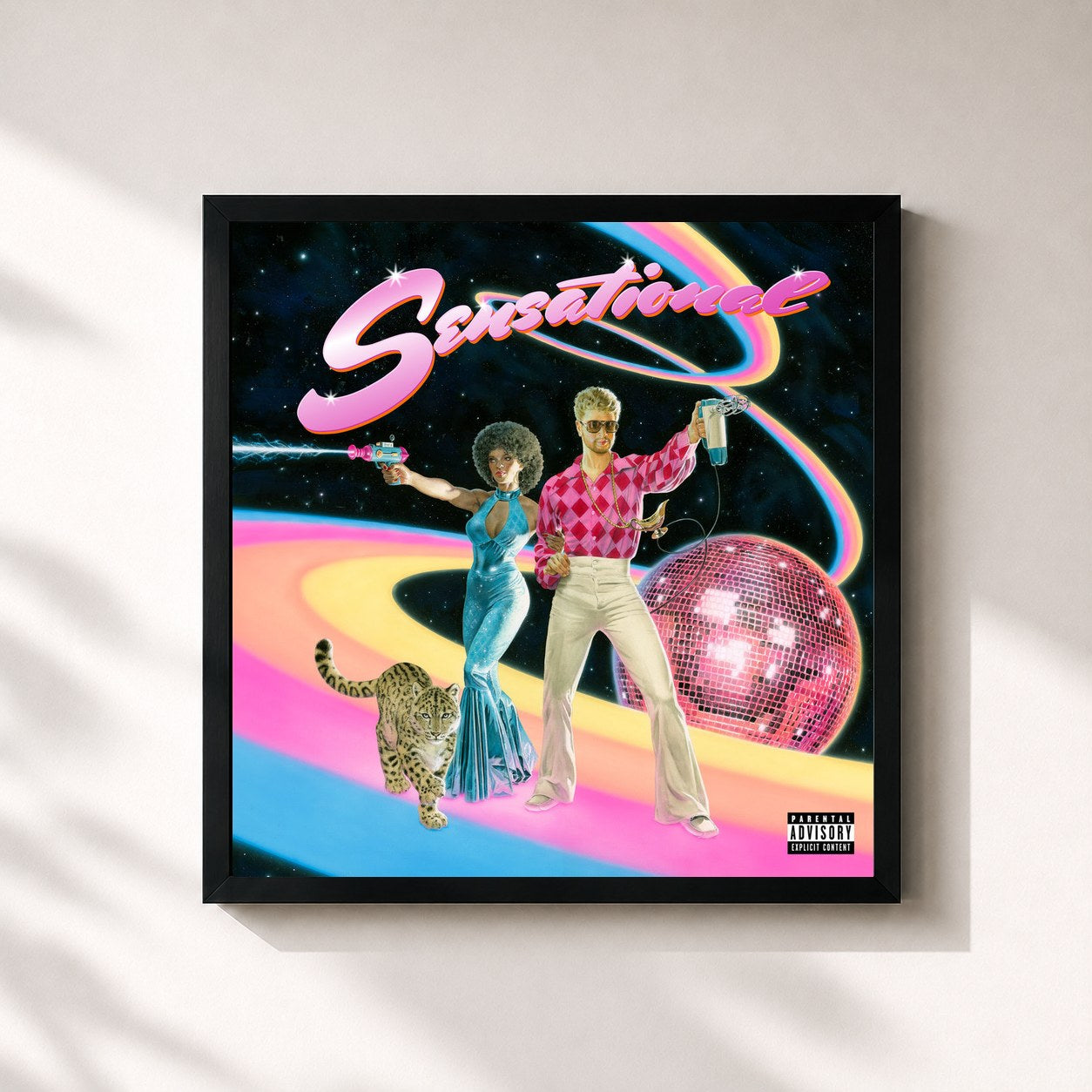 #noir Tableau carré de l'album Sensational de Yung Gravy, cadre noir 32x32 cm