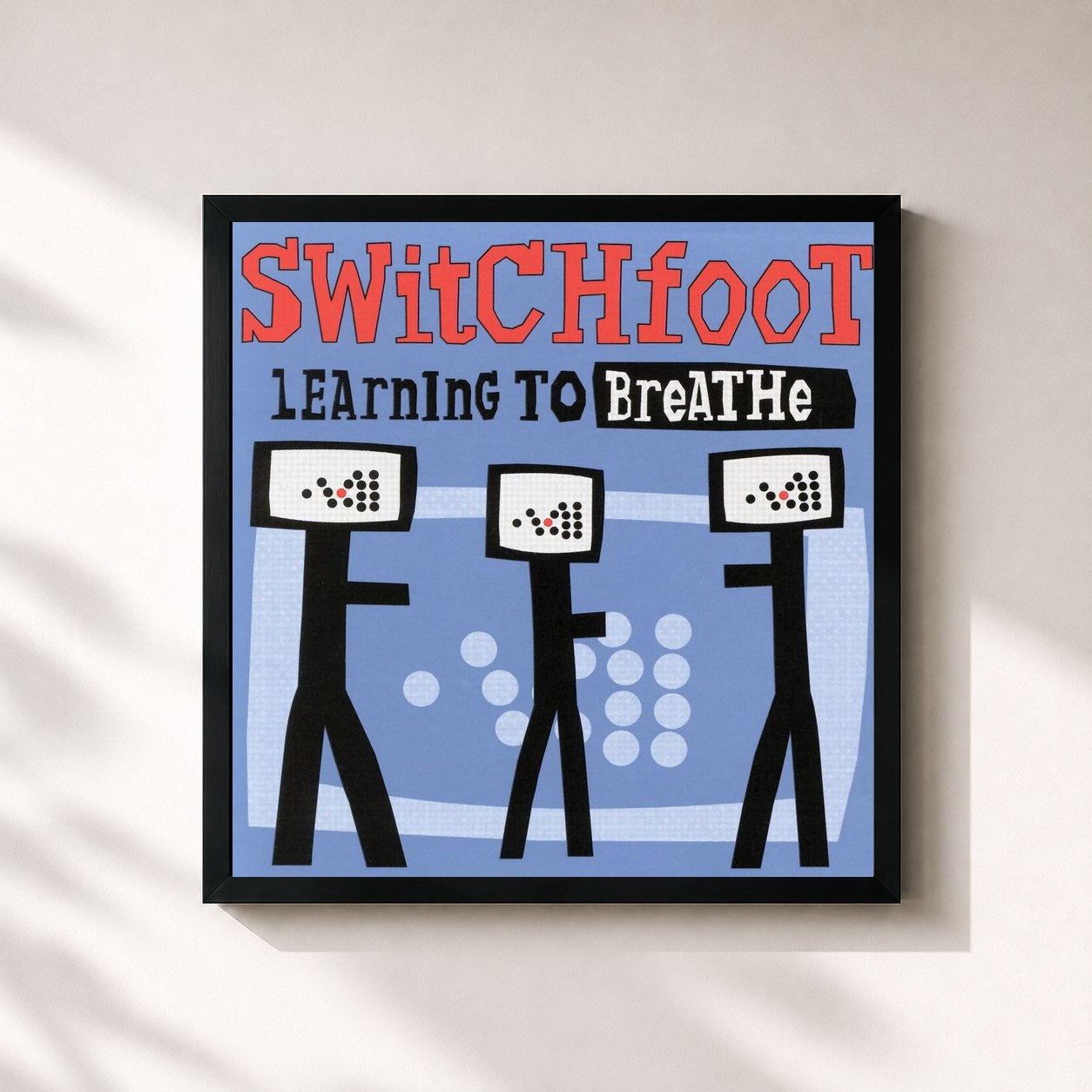 #noir Tableau carré de l'album Learning To Breathe de Switchfoot, cadre noir 32x32 cm