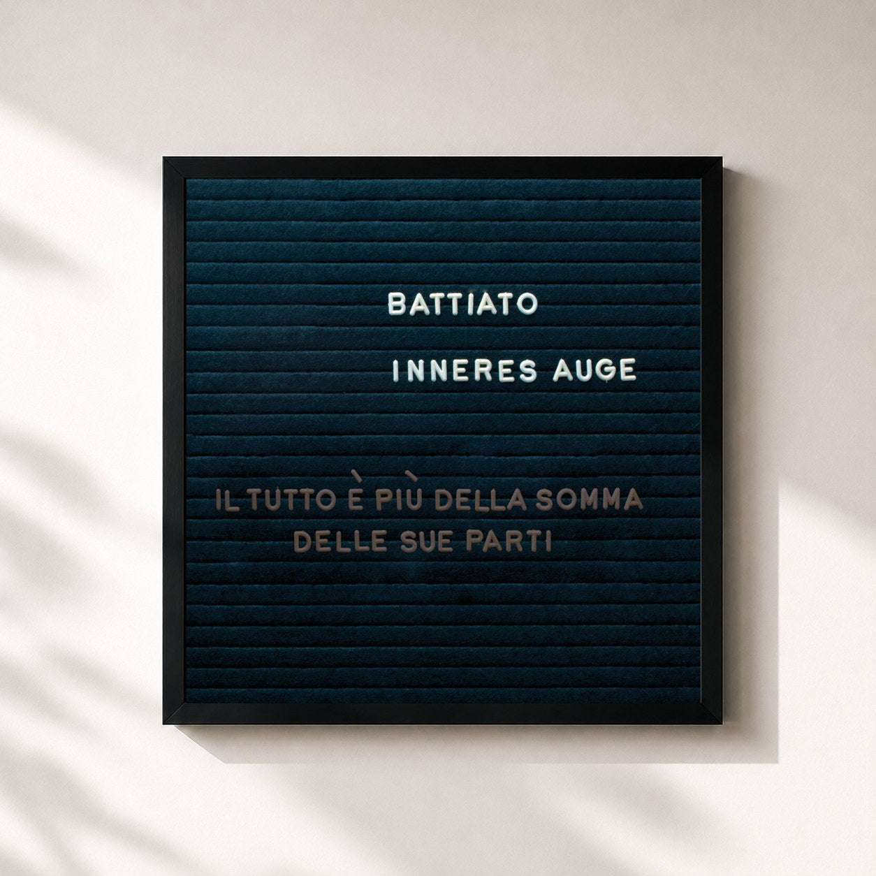 #noir Tableau carré de l'album Inneres Auge (Il Tutto E' Più Della Somma Delle Sue Parti) de Franco Battiato, cadre noir 32x32 cm