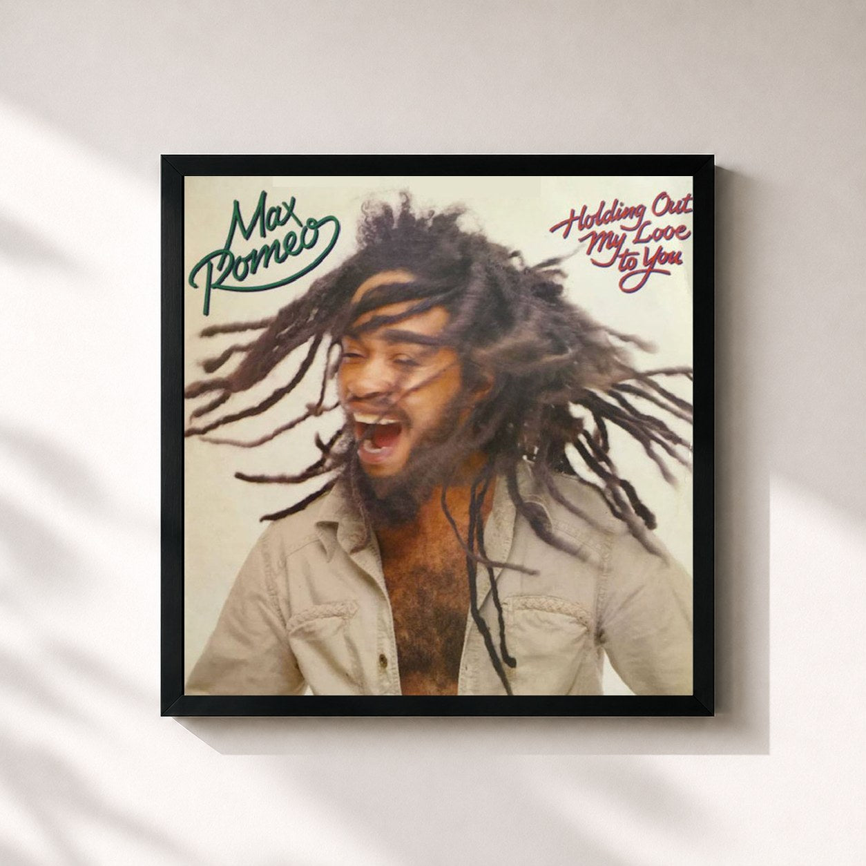 #noir Tableau carré de l'album Holding Out My Love To You de Max Romeo, cadre noir 32x32 cm